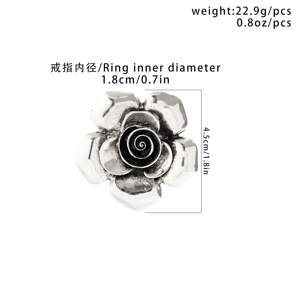 Chic Silver Tone Flower Open Ring