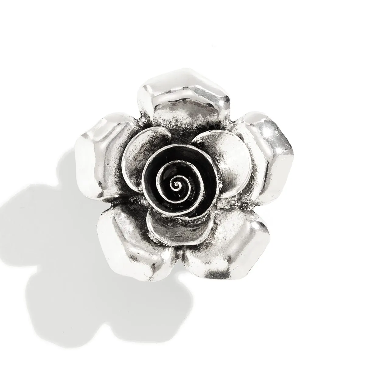 Chic Silver Tone Flower Open Ring
