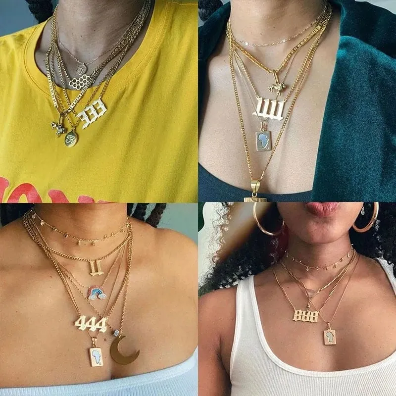 Chic Stainless Steel Angel Number Necklace
