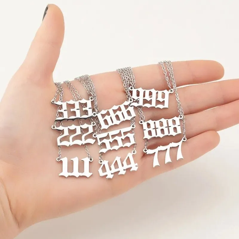 Chic Stainless Steel Angel Number Necklace
