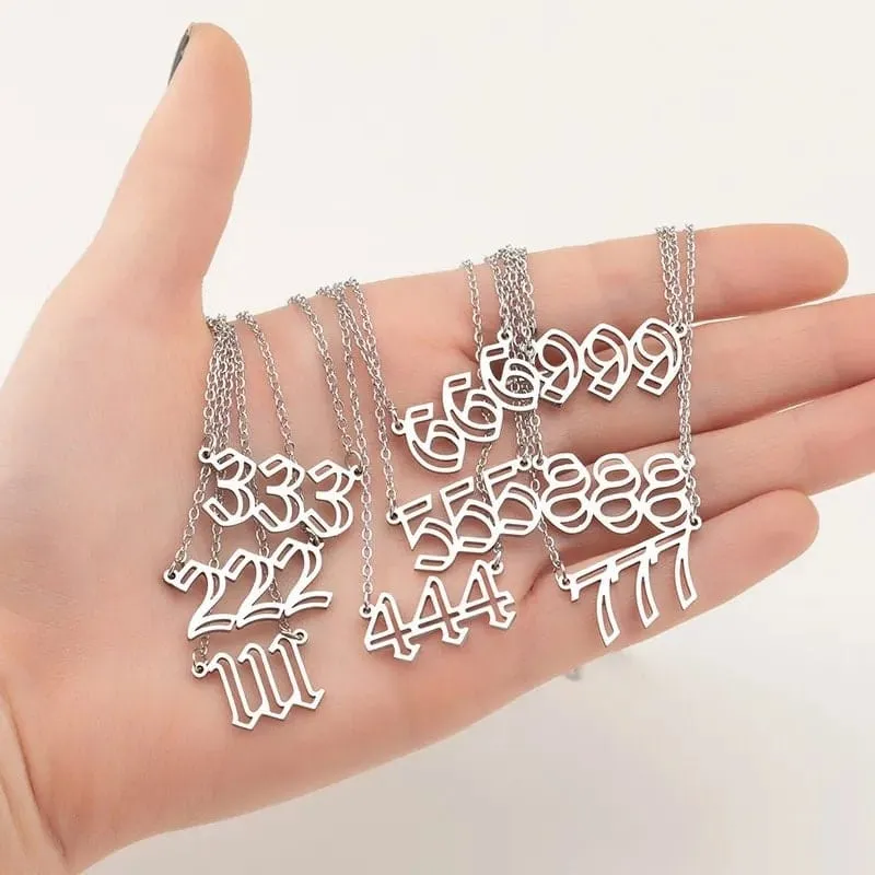 Chic Stainless Steel Angel Number Necklace