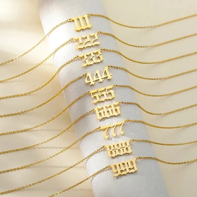 Chic Stainless Steel Angel Number Necklace