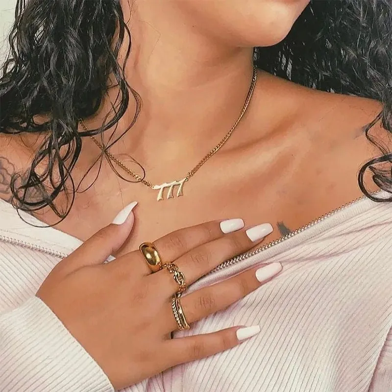 Chic Stainless Steel Angel Number Necklace