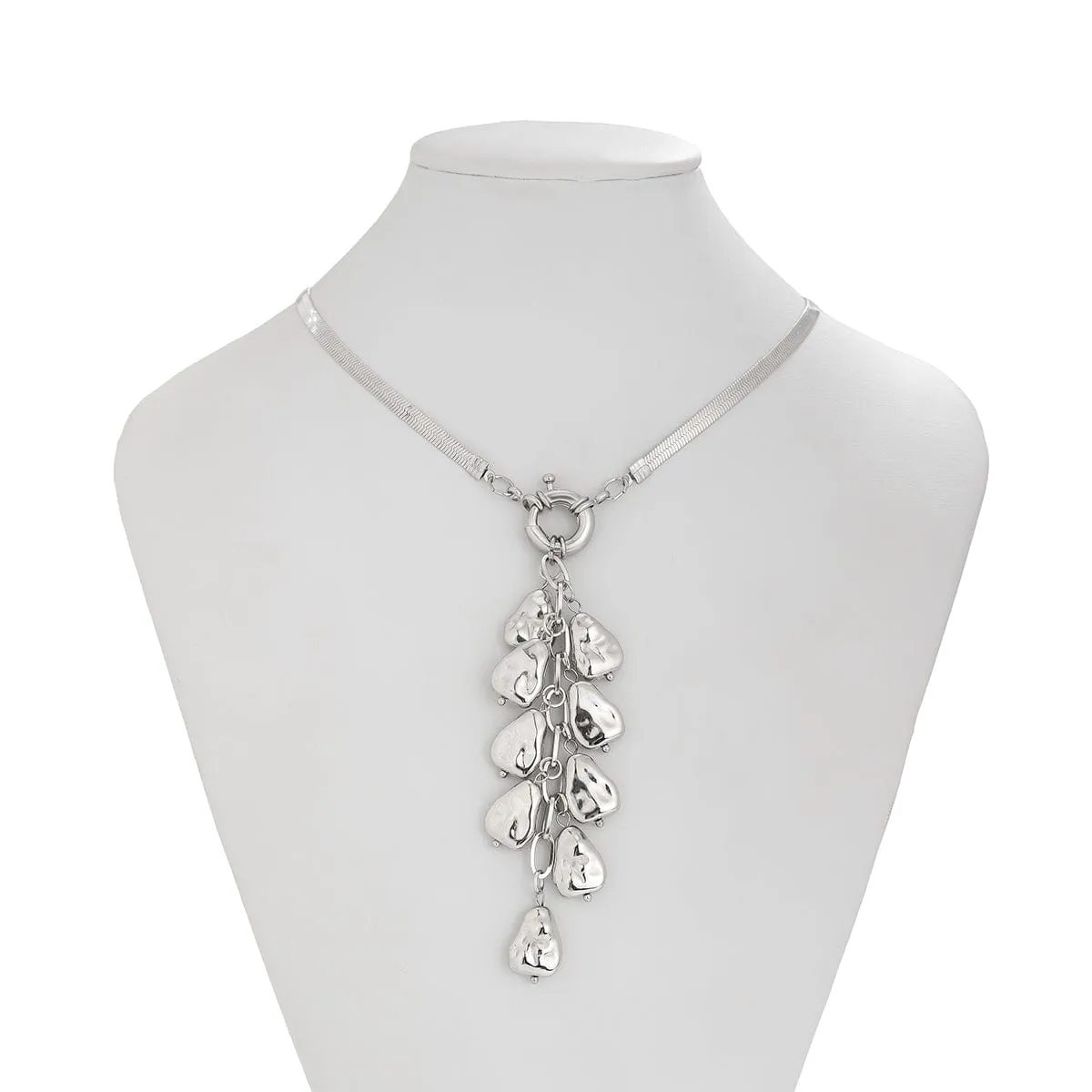Chic Textured Waterdrop Tassel Herringbone Necklace