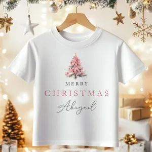 Christmas Pink Theme Personalised Toddler & Kids T Shirt