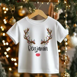 Christmas Reindeer Personalised Boy Toddler & Kids T Shirt