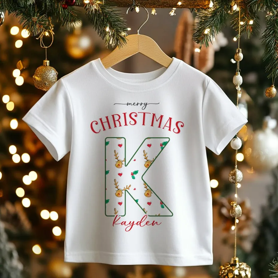 Christmas Reindeer Personalised Toddler & Kids T Shirt