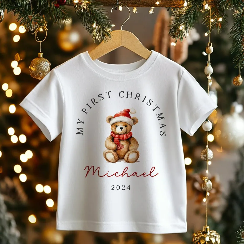 Christmas Teddy Bear Personalised Toddler & Kids T Shirt