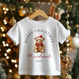 Christmas Teddy Bear Personalised Toddler & Kids T Shirt