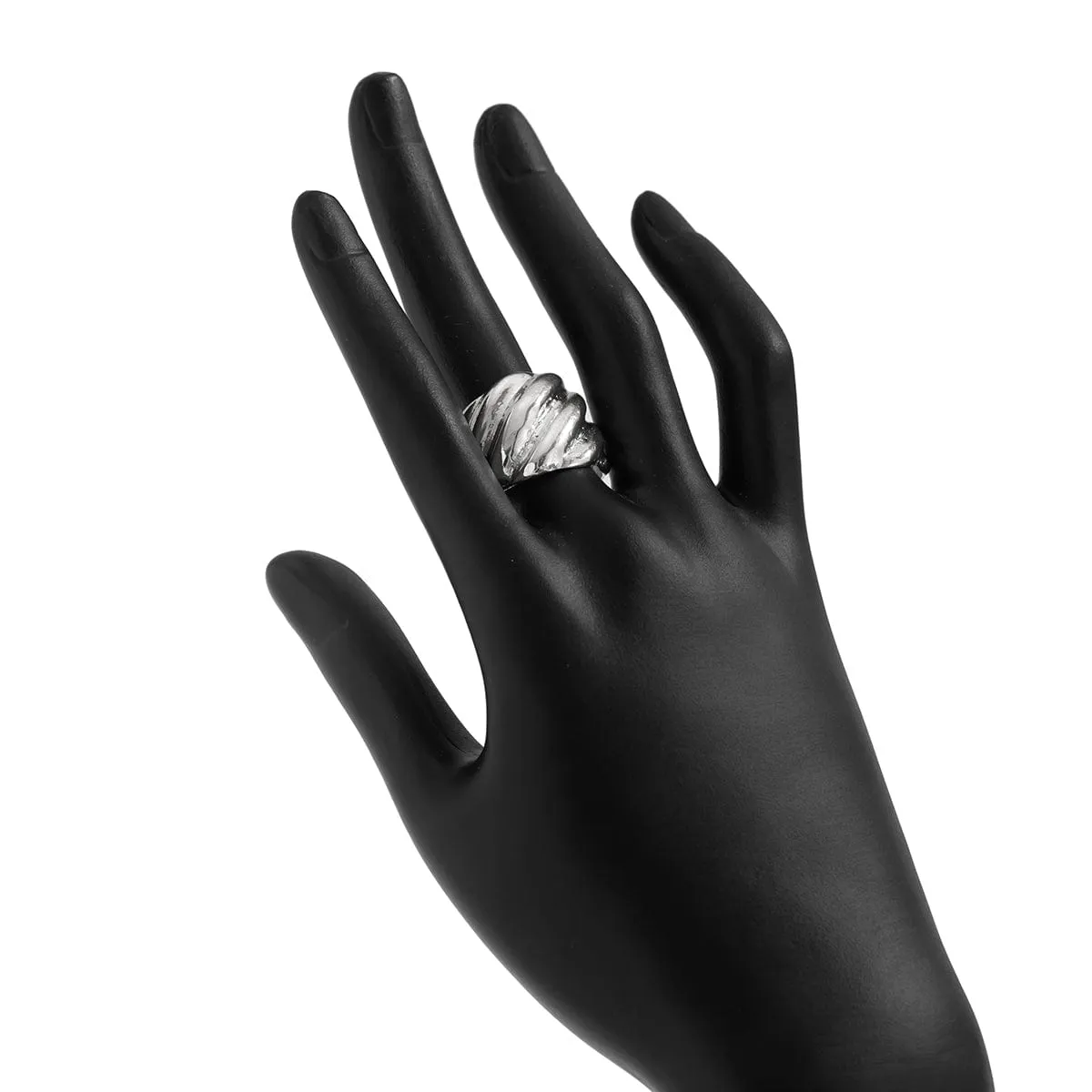 Chunky Gold Silver Tone Twisted Ring