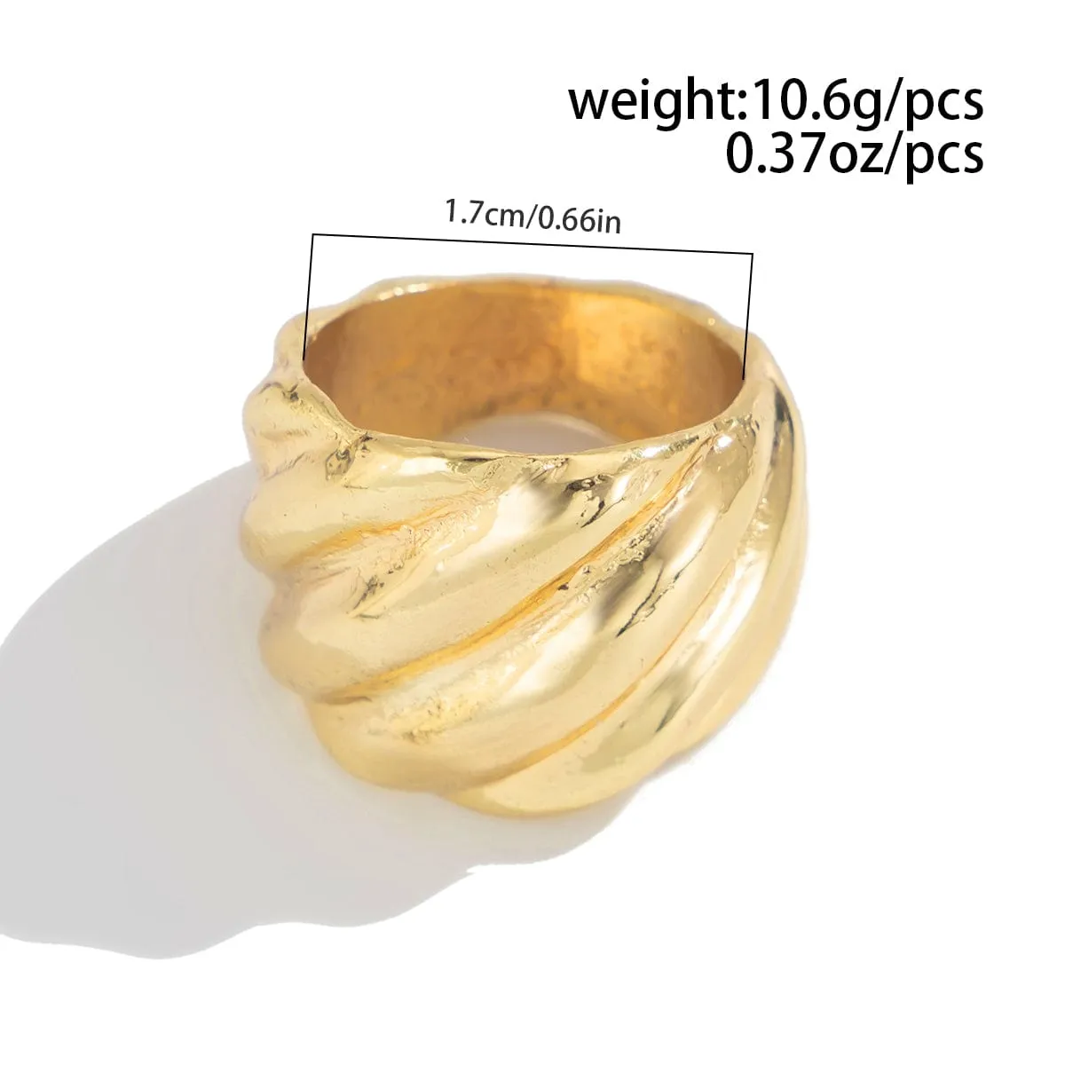 Chunky Gold Silver Tone Twisted Ring