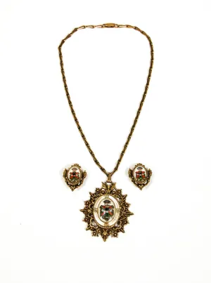 Coat of Arms Pendant Necklace and Earrings Set