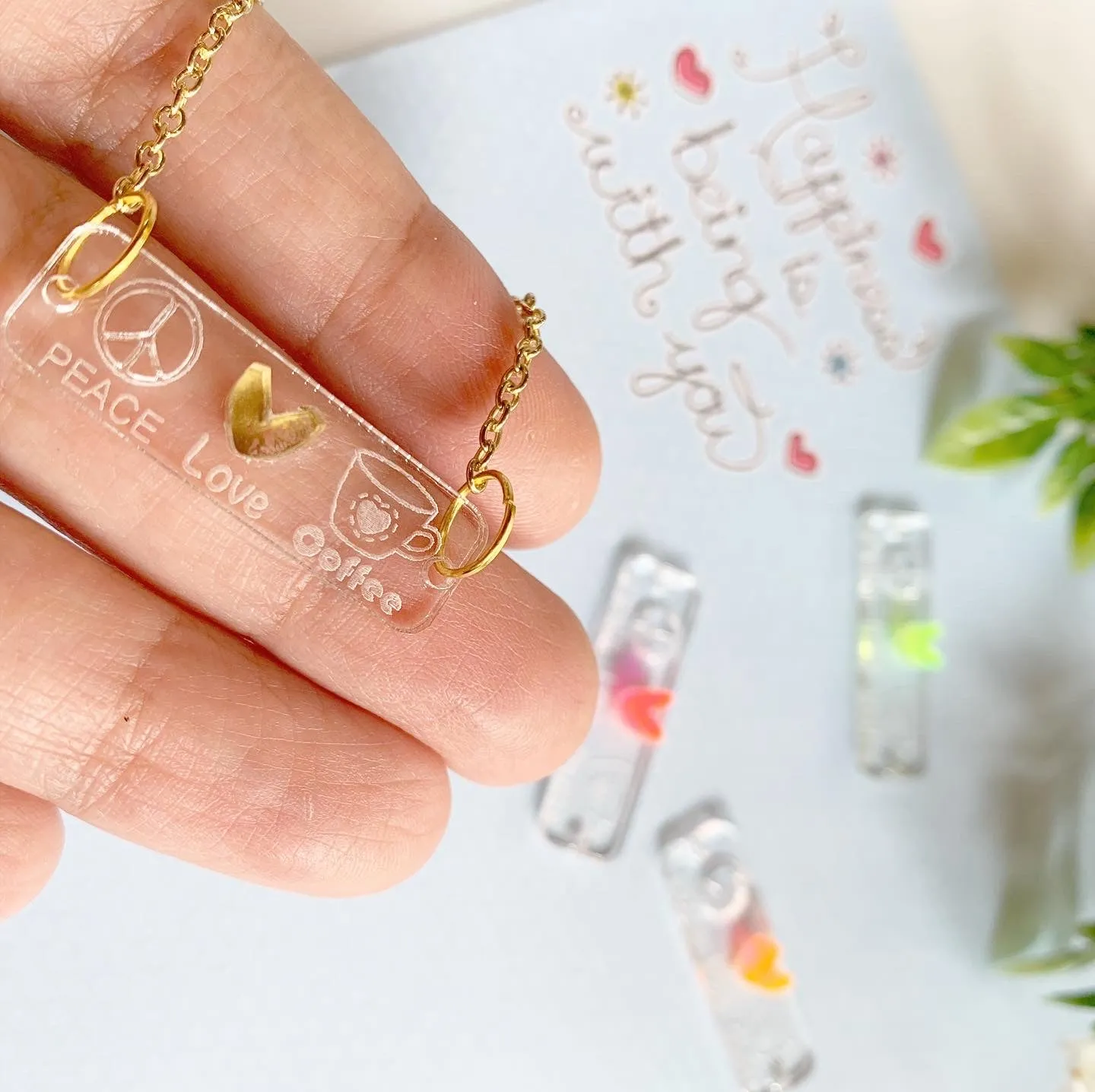 Coffee lover connectors with heart / 7 Pieces, 35x10mm
