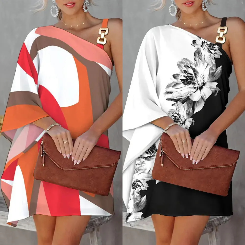 Color Block Printing Party Dress