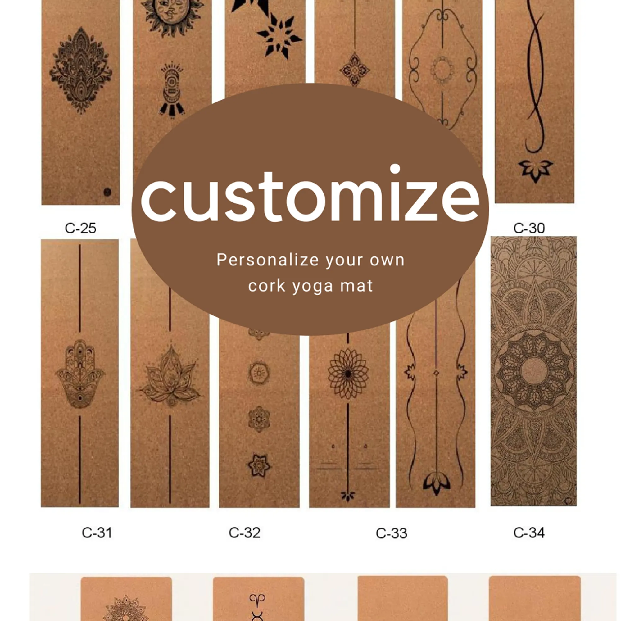 Custom Cork Yoga Mat - Natural Cork and Rubber Personalized YOGA MAT 72" x 24" x 5mm or 3mm Thick. Non-slip, Best Eco-friendly Mat!