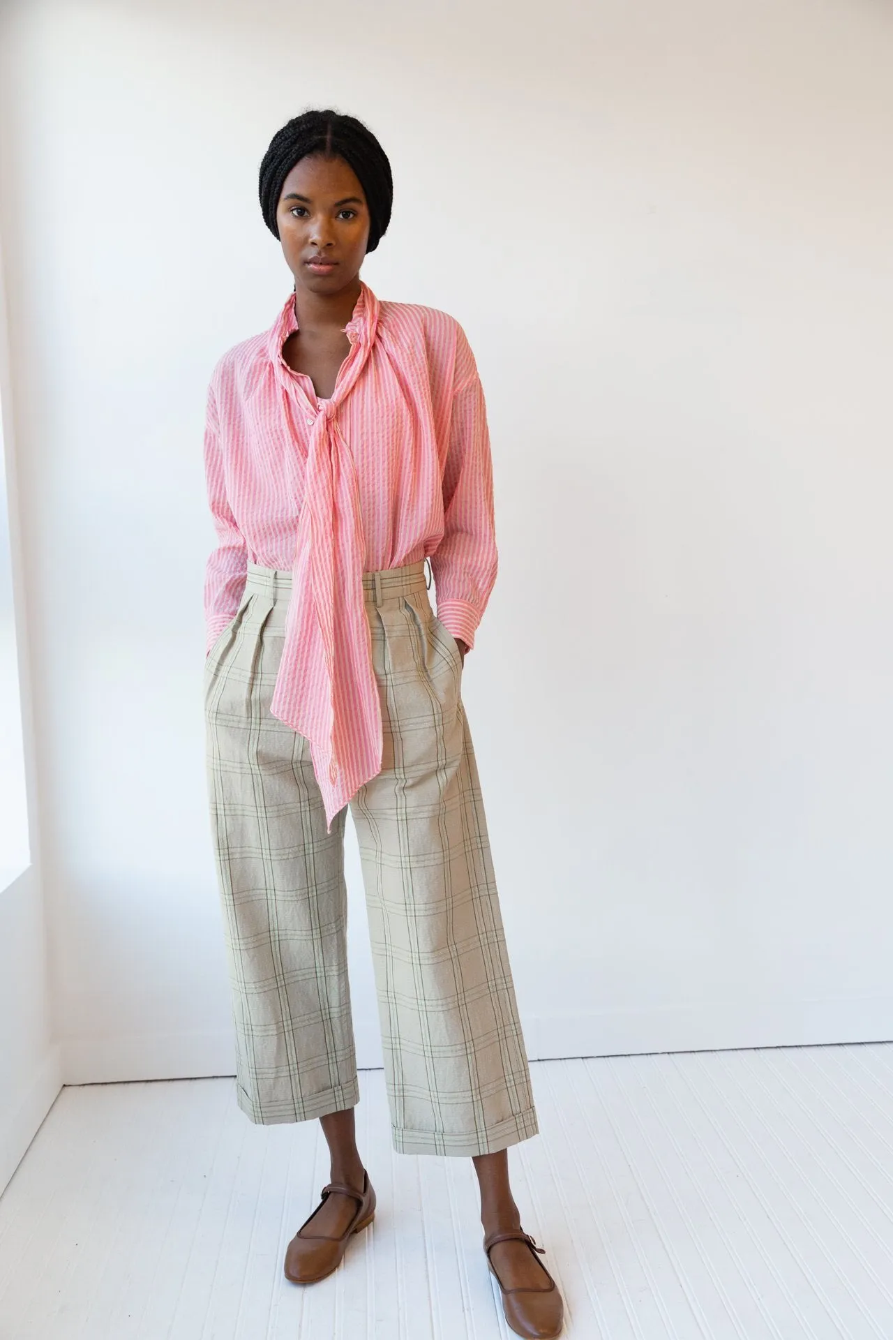 Daisy Top - Pink Gauze Stripe