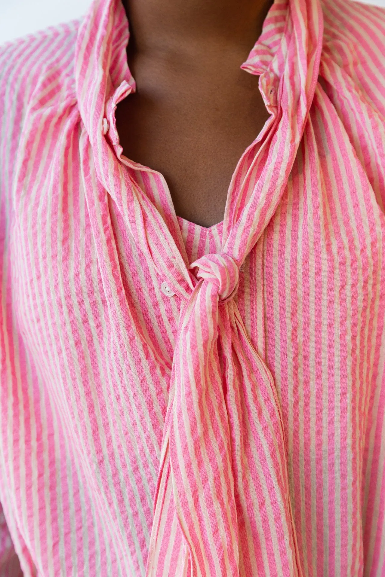 Daisy Top - Pink Gauze Stripe