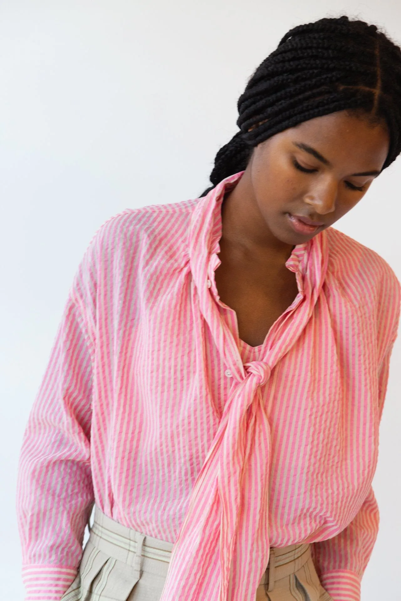 Daisy Top - Pink Gauze Stripe