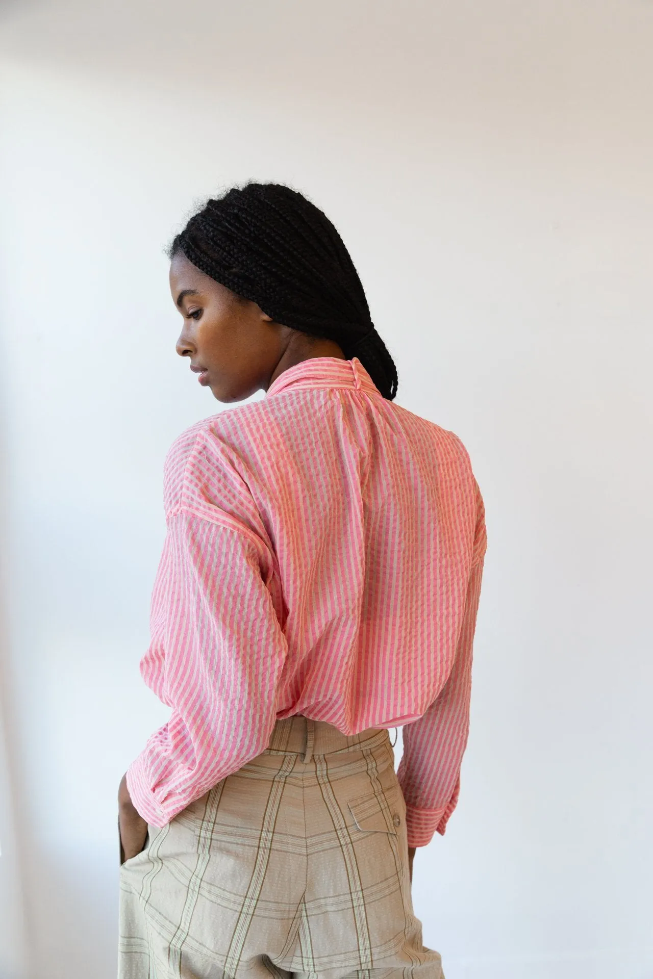 Daisy Top - Pink Gauze Stripe