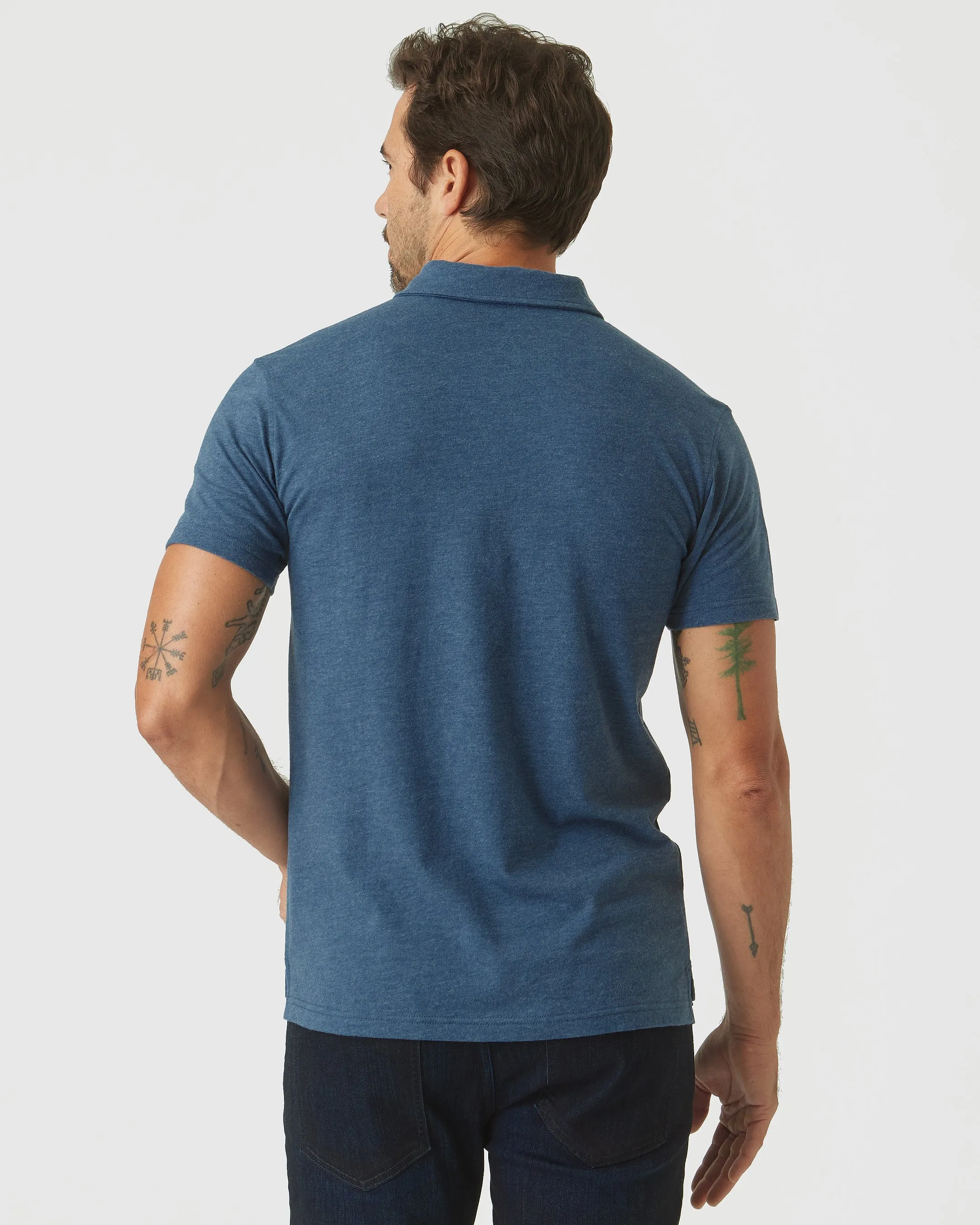 Deep Sea Blue Heather Short Sleeve Polo