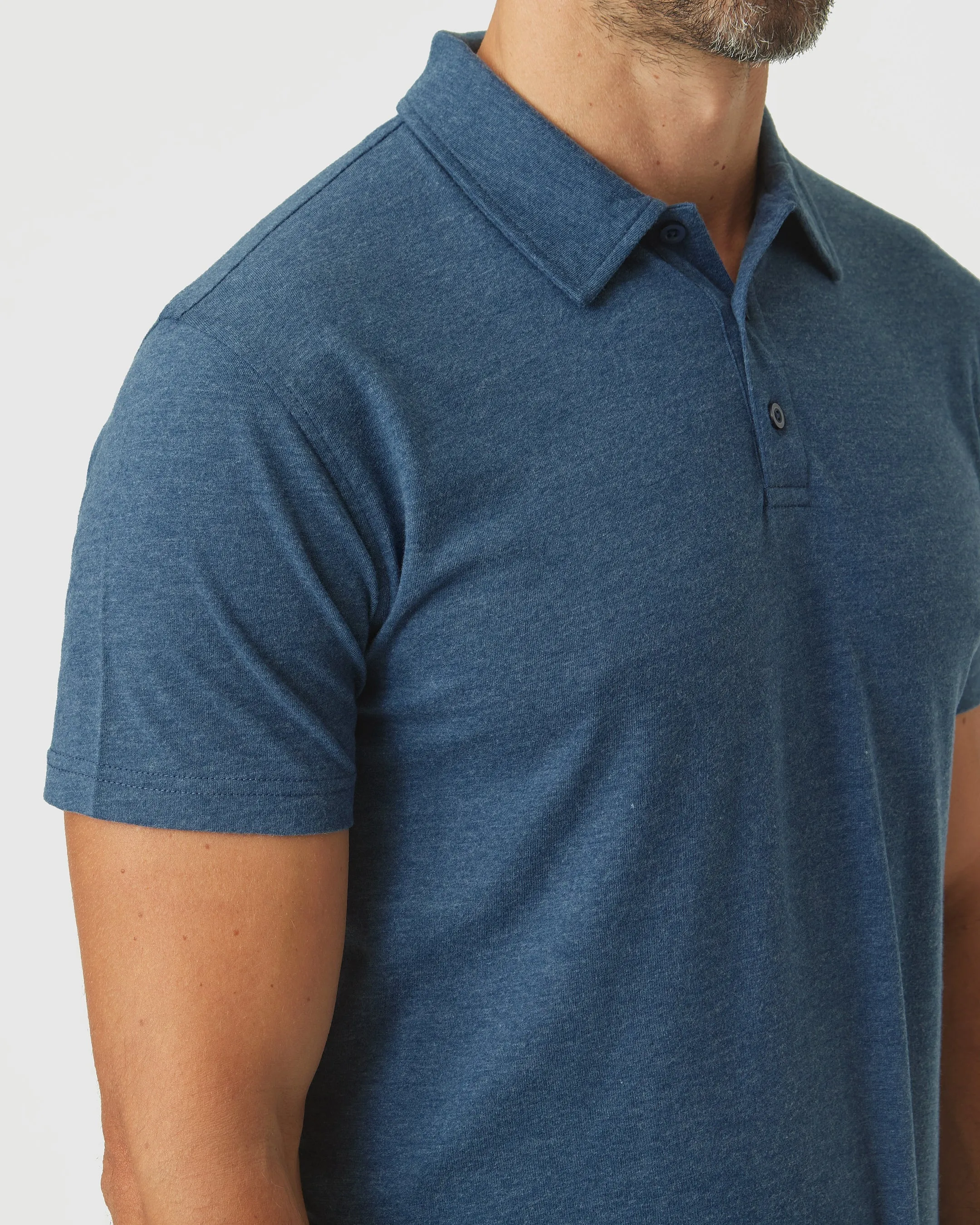 Deep Sea Blue Heather Short Sleeve Polo