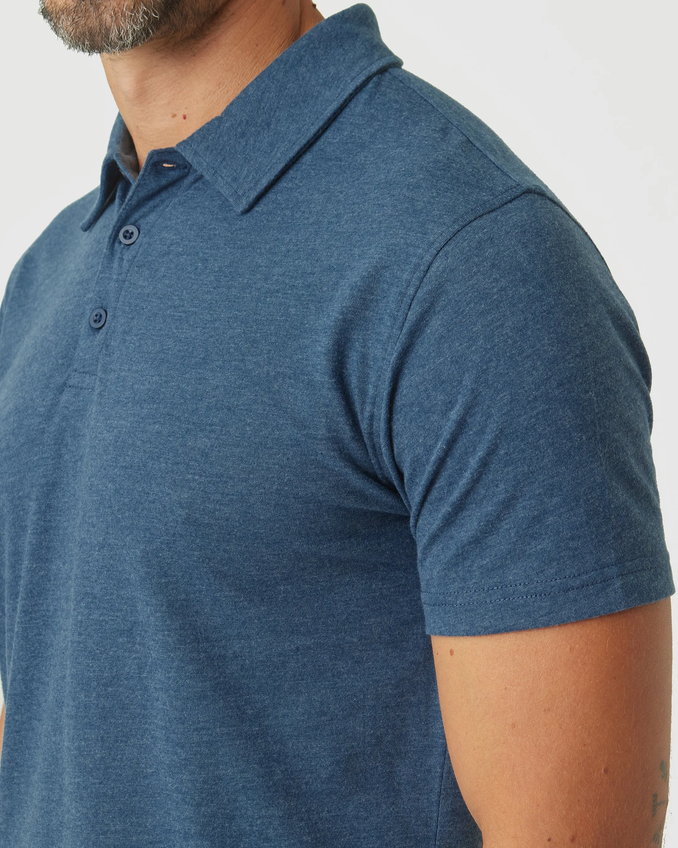 Deep Sea Blue Heather Short Sleeve Polo