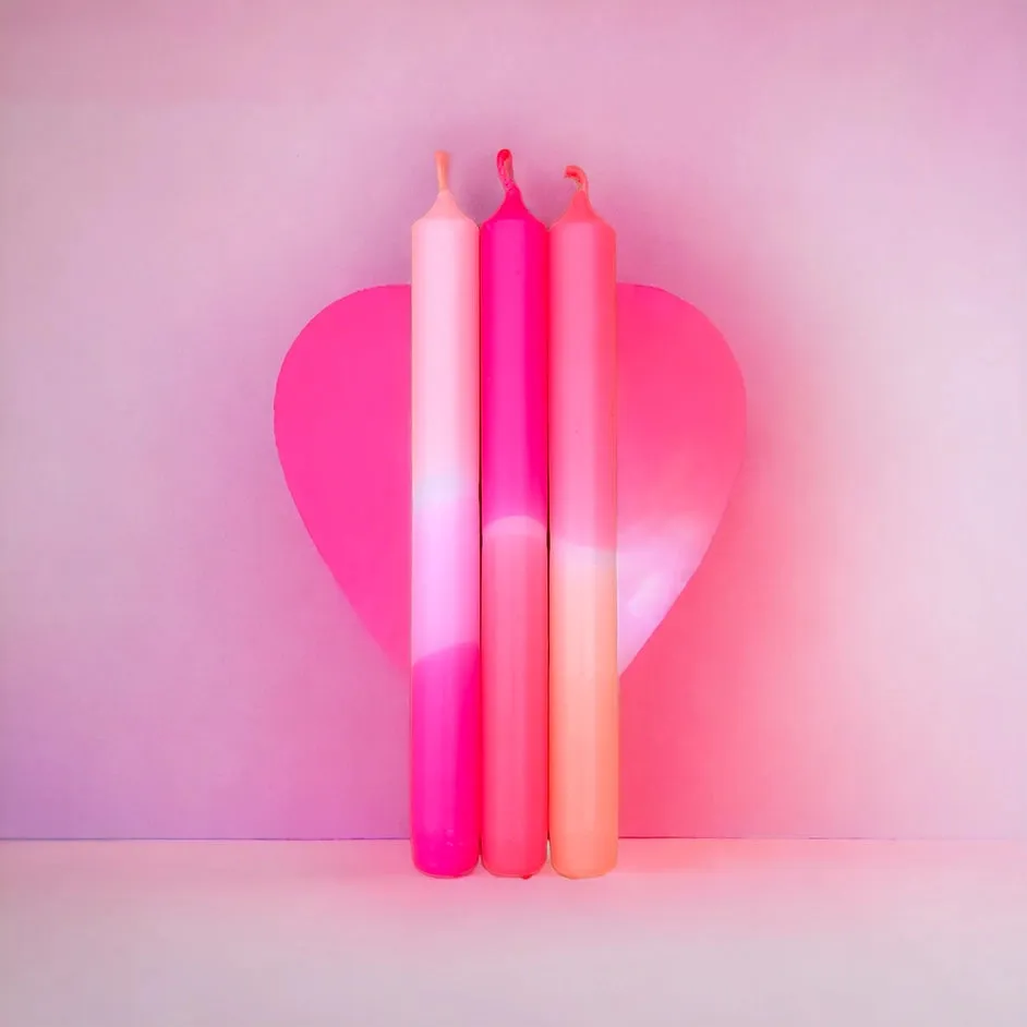 Dip Dye Neon Candles - Limited Edition Pink