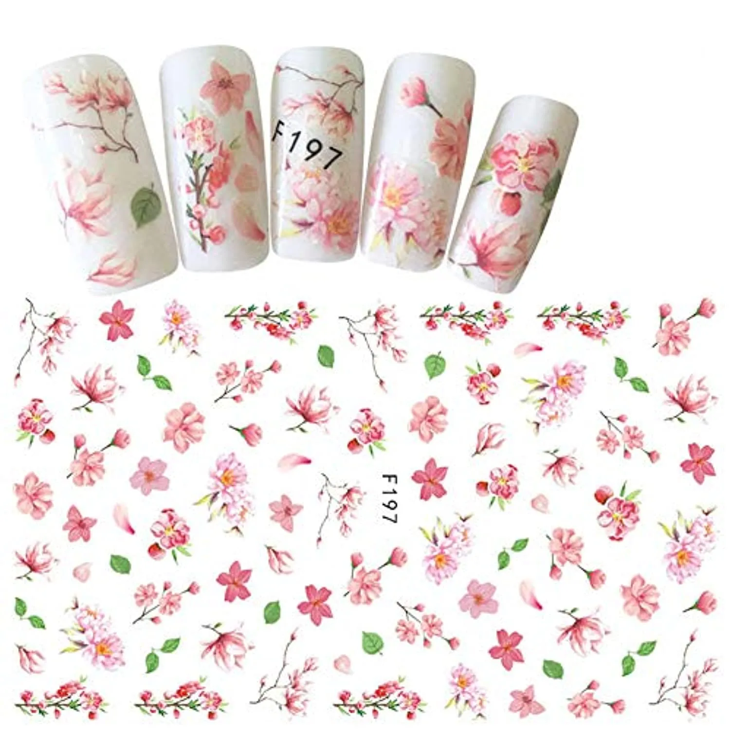 Dornail 8 Sheets Flowers Nail Stickers Spring Sakura Nail Art Decals Summer Nails Design for Nail Foils Decorations Supplies
