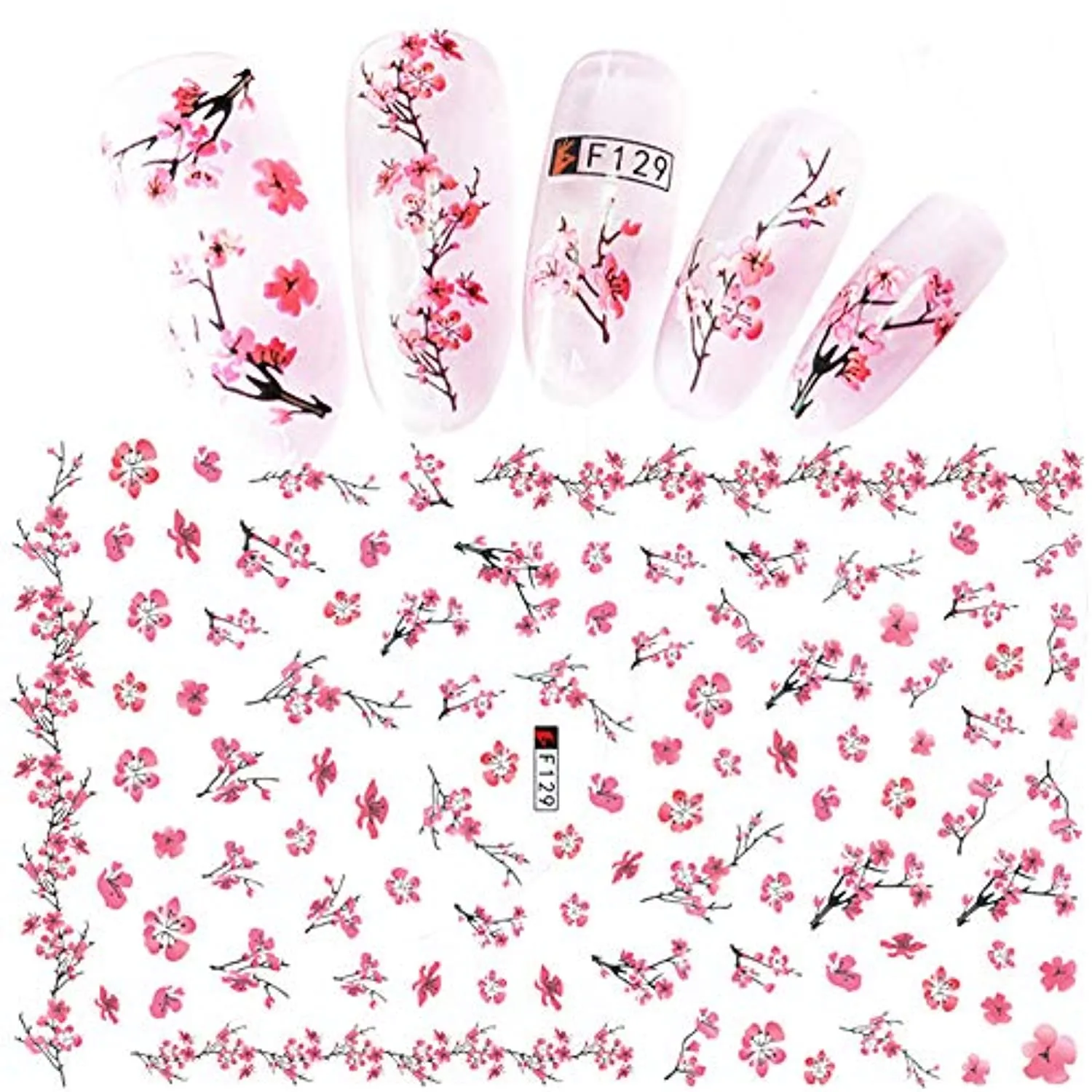 Dornail 8 Sheets Flowers Nail Stickers Spring Sakura Nail Art Decals Summer Nails Design for Nail Foils Decorations Supplies