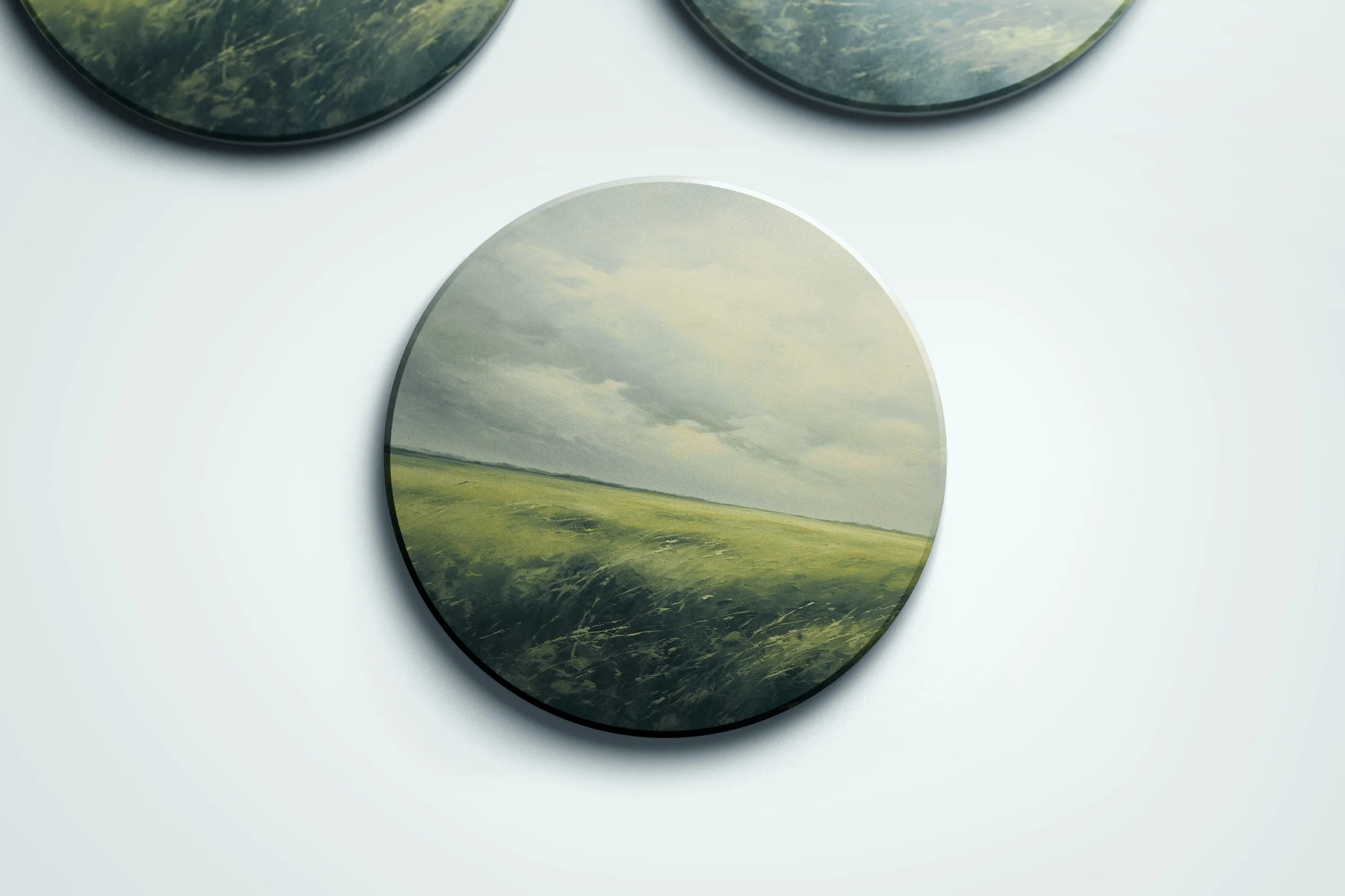 Dreamy Green Landscapes coaster set | Horse   Whiskey Collection