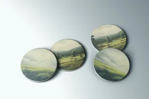 Dreamy Green Landscapes coaster set | Horse   Whiskey Collection