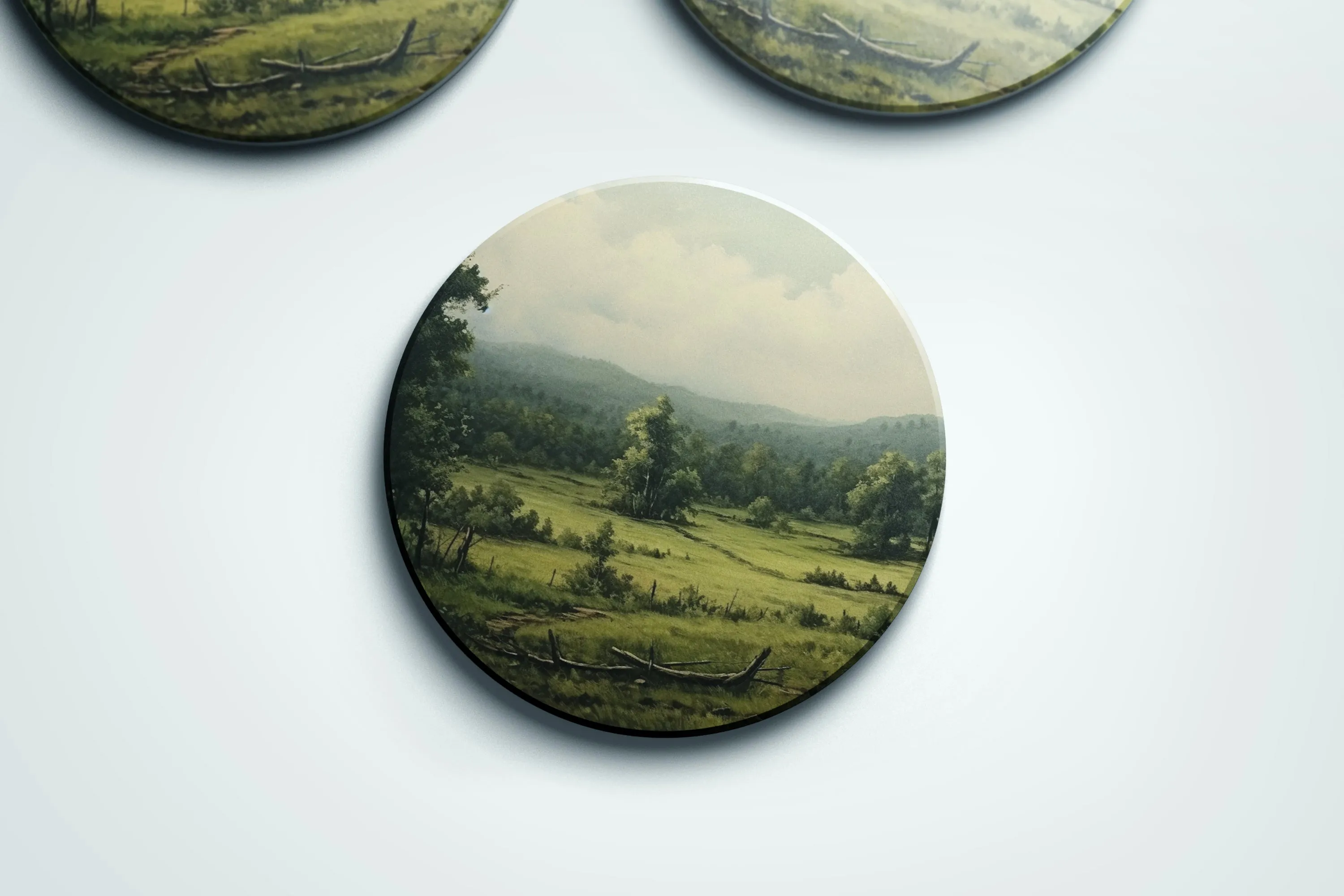 Dreamy Green Landscapes coaster set | Horse   Whiskey Collection