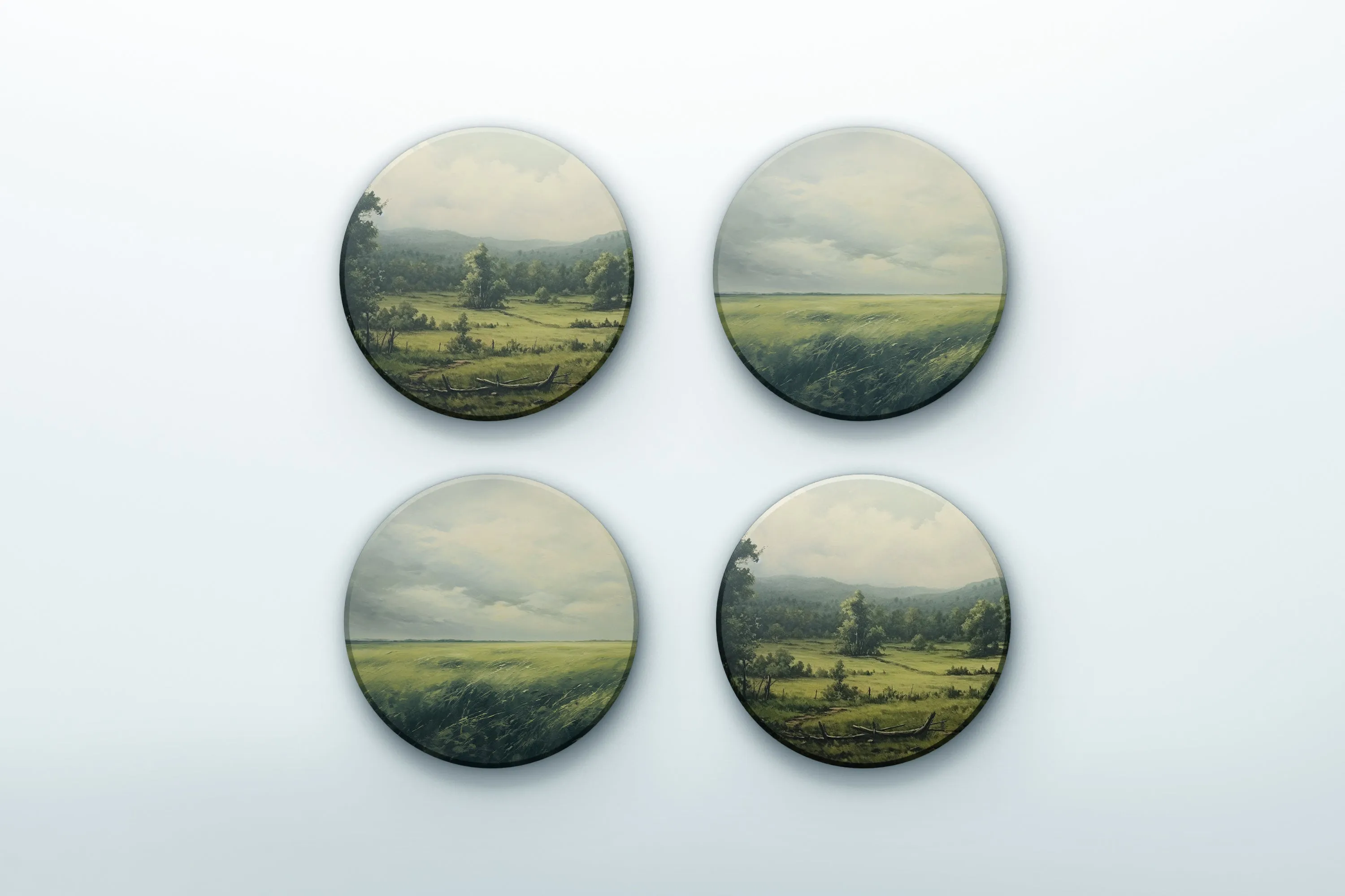 Dreamy Green Landscapes coaster set | Horse   Whiskey Collection