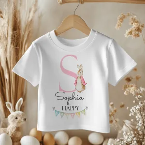 Easter (Girl) Peter Rabbit Inspired Personalised Toddler & Kids T Shirt