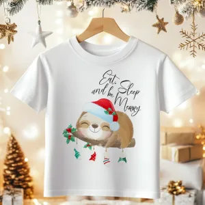 Eat, Sleep And Be Merry Cute Sloth Toddler & Kids T Shirt