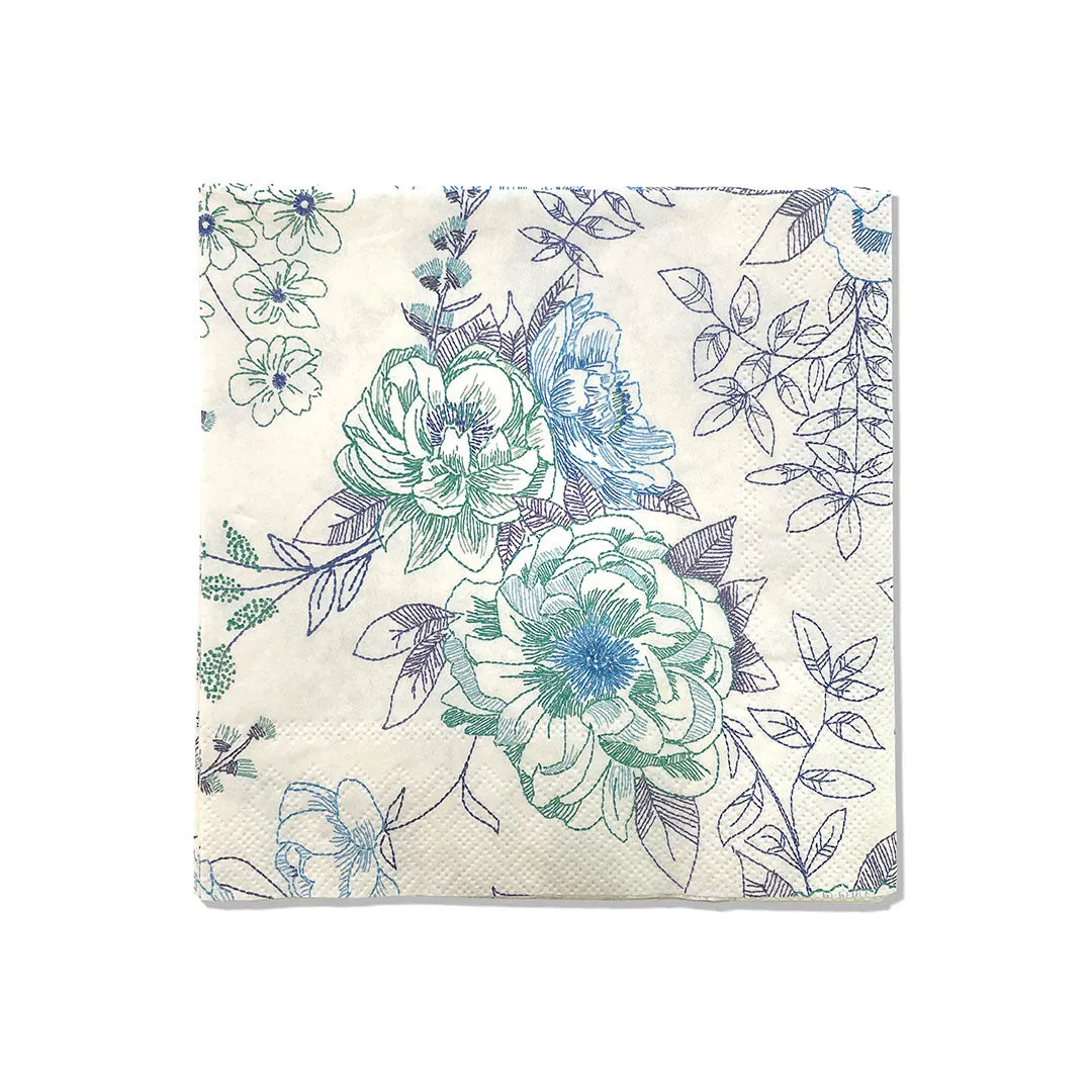 Elegant Embroidery Style Paper Lunch Napkins