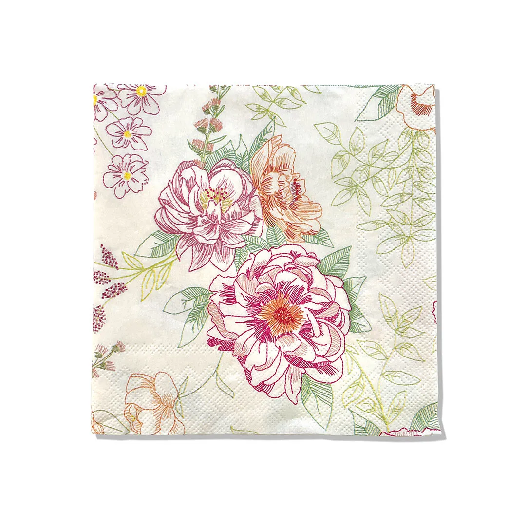 Elegant Embroidery Style Paper Lunch Napkins