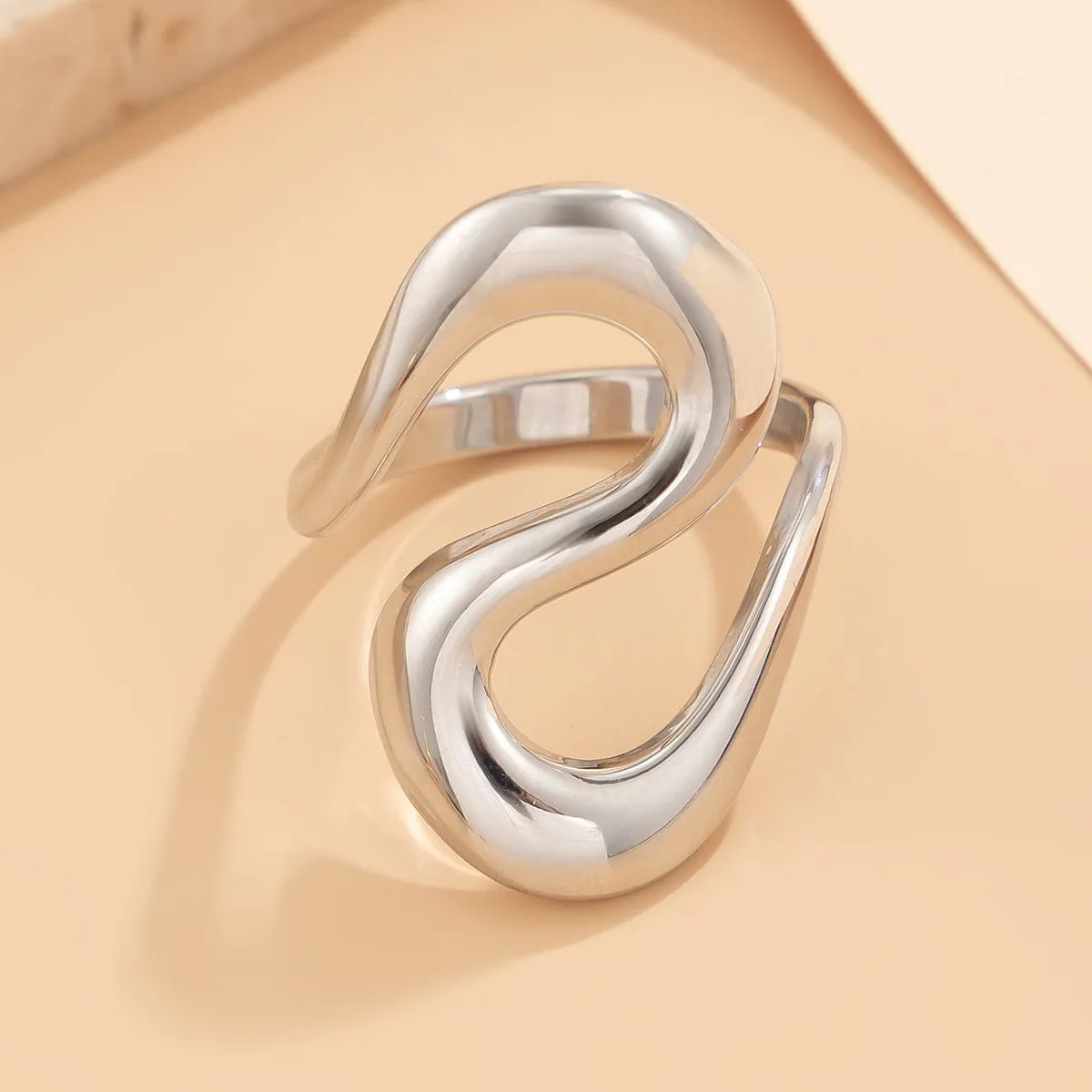 Elegant Geometric Gold Silver Plated S Shaped Ring