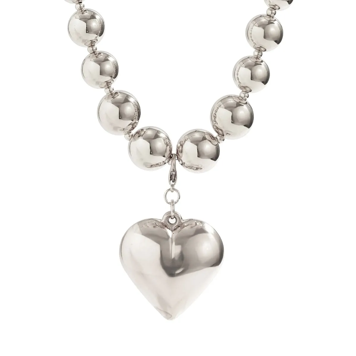 Elegant Heart Pendant Ball Chain Choker Necklace