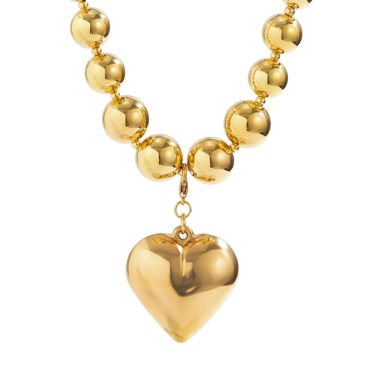 Elegant Heart Pendant Ball Chain Choker Necklace