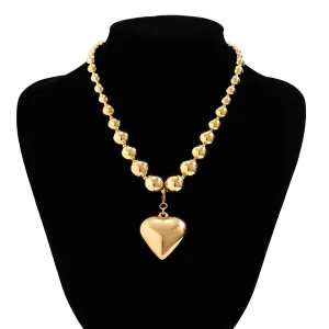 Elegant Heart Pendant Ball Chain Choker Necklace