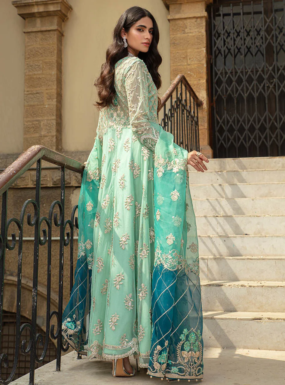 Elegant Pakistani Maxi Dress In Mint Green Color #PF231