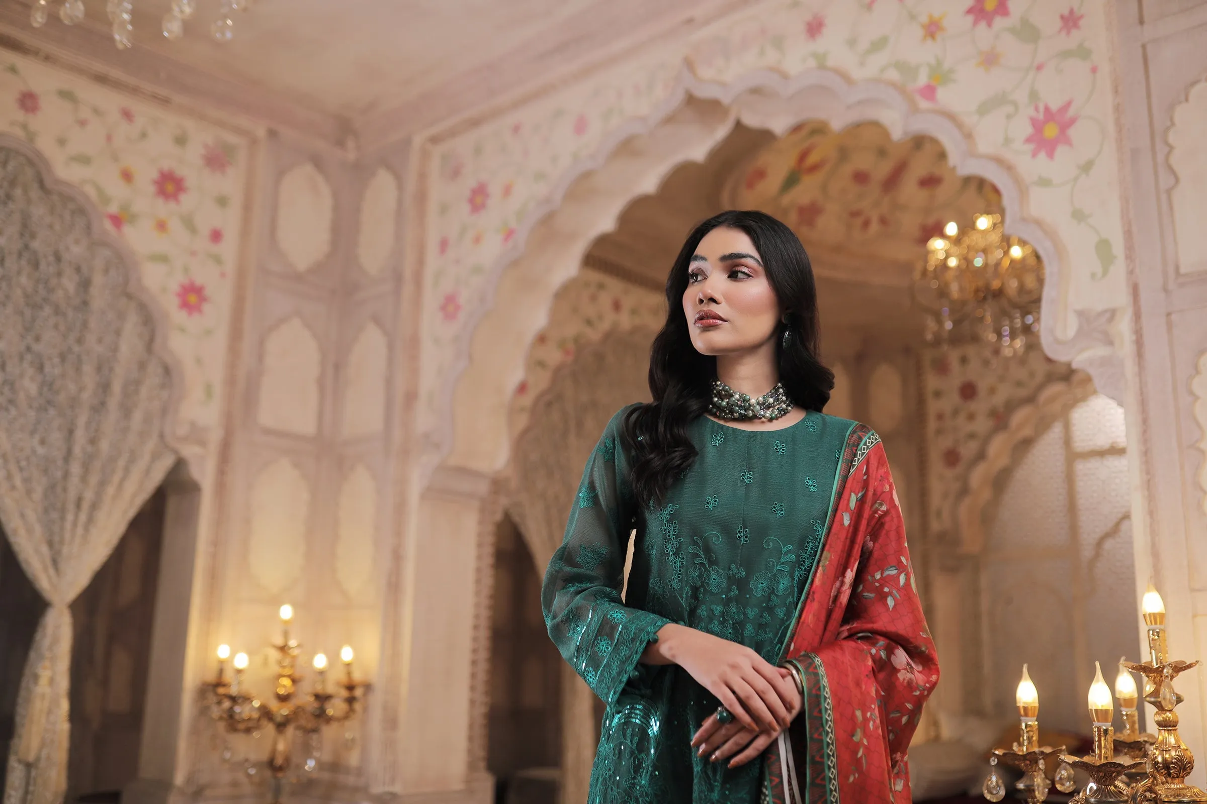 Elegant Party Dress Pakistani in Sea Green Shade #PF360