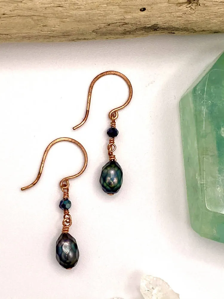 Faceted Pearl Earrings