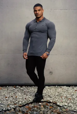 Father Sons Classic Dark Grey Long Sleeve Polo Shirt FSH037
