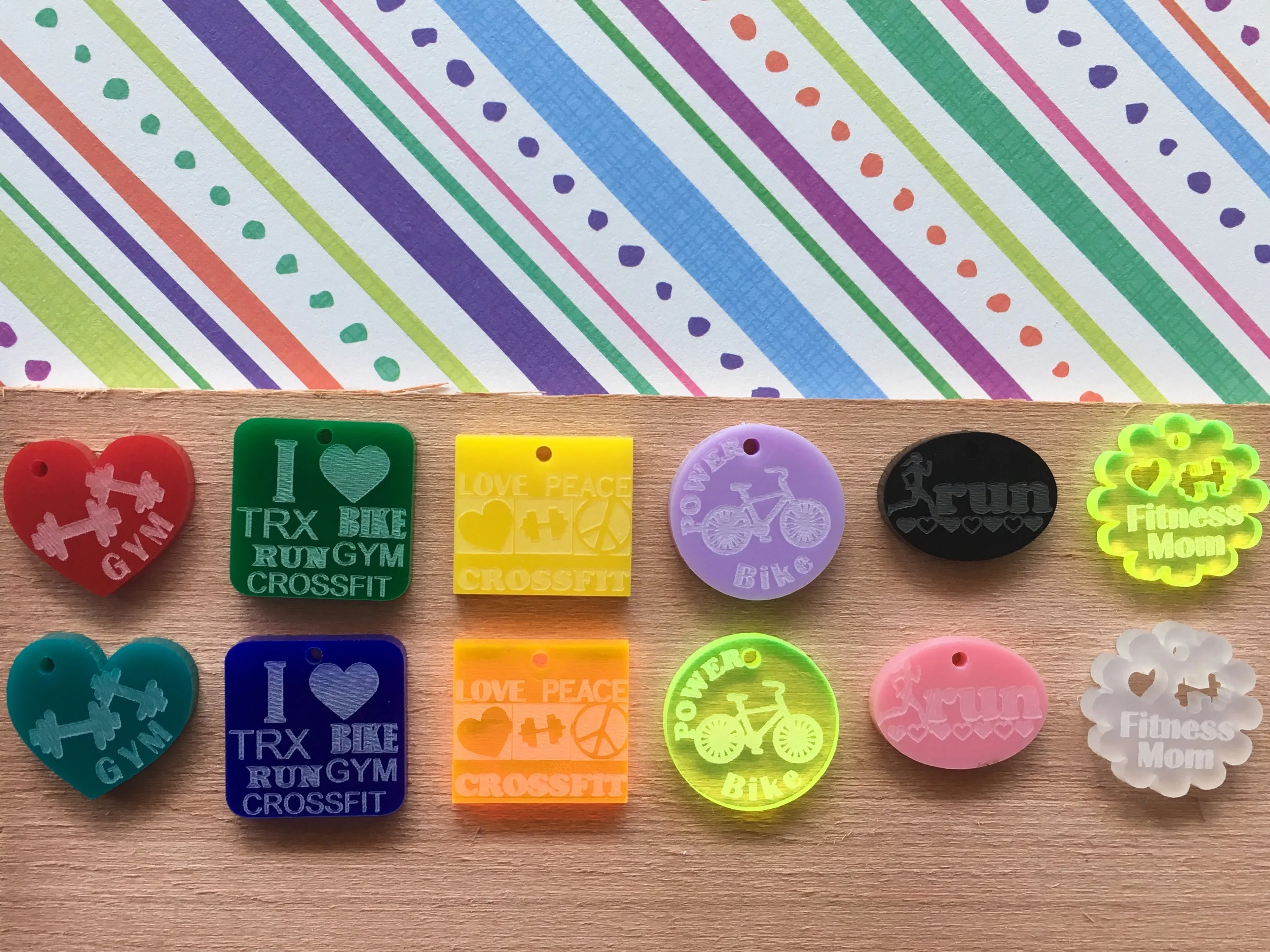 Fitness Charms / 12 Pieces, 20mm