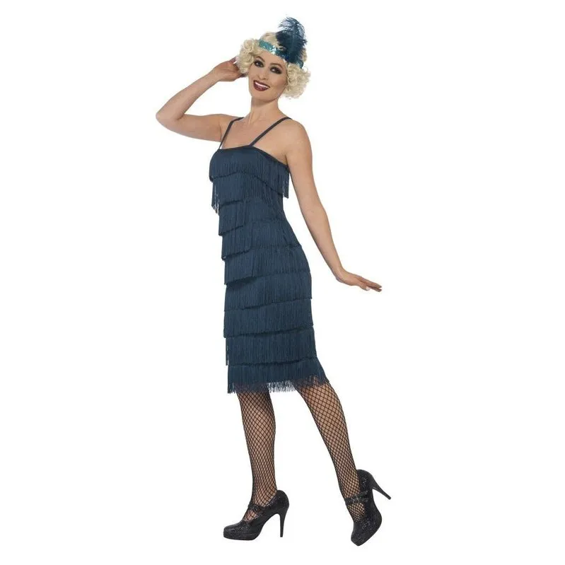 Flapper Costume, Teal Green, With Long Dress