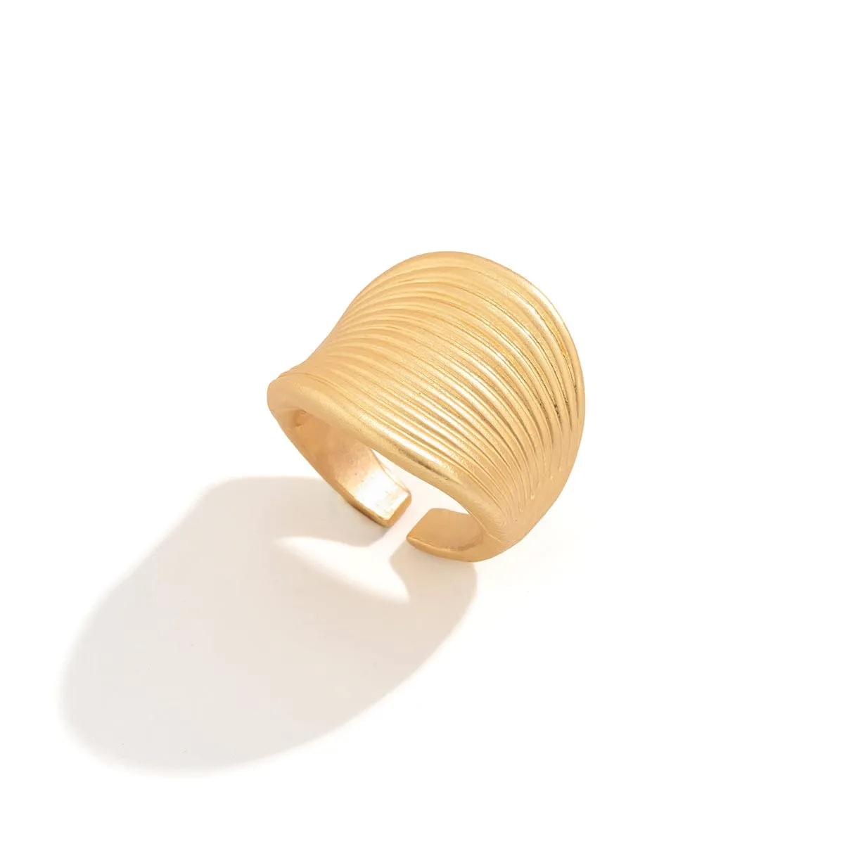 French Style Round Pleated Metallic Open Ring