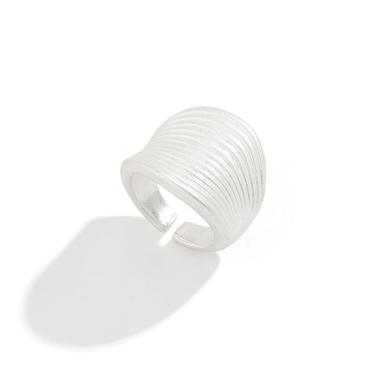 French Style Round Pleated Metallic Open Ring