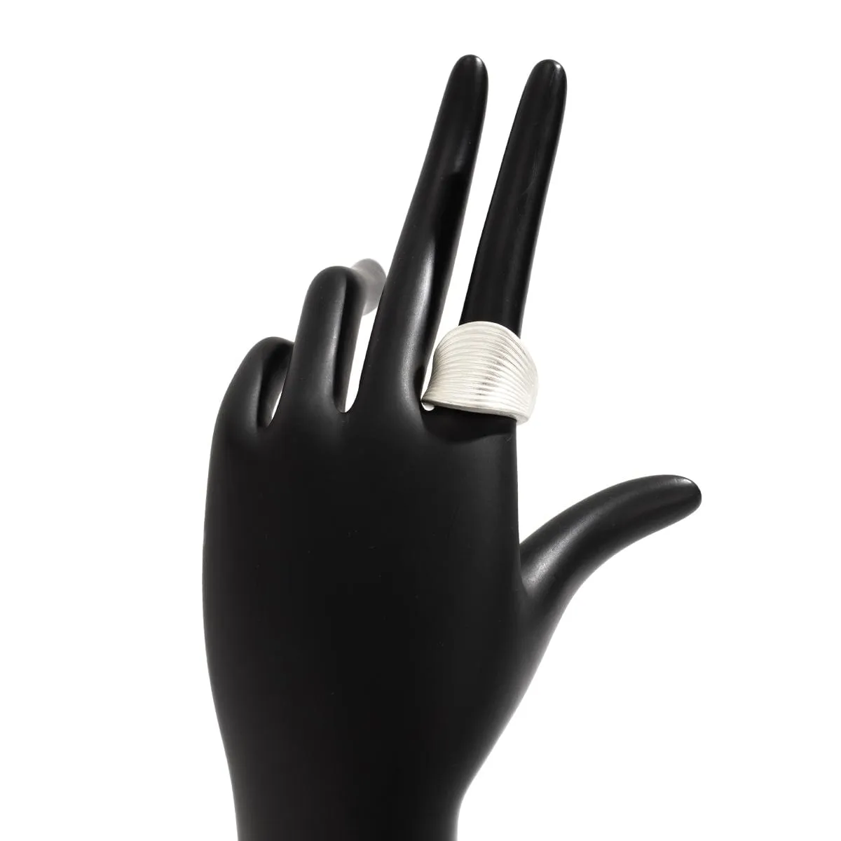 French Style Round Pleated Metallic Open Ring